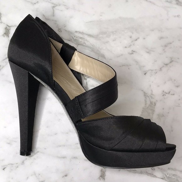 SOLD Wittner Black Satin Nippo Bow Heels Shoes 37 - Picture 5 of 12